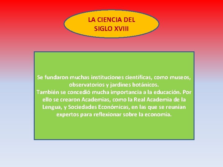 LA CIENCIA DEL SIGLO XVIII Se fundaron muchas instituciones científicas, como museos, observatorios y