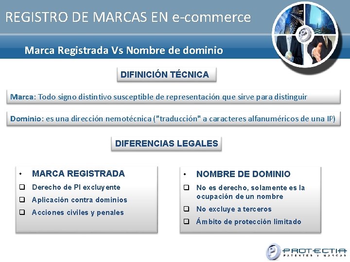 REGISTRO DE MARCAS EN e-commerce Marca Registrada Vs Nombre de dominio DIFINICIÓN TÉCNICA Marca: