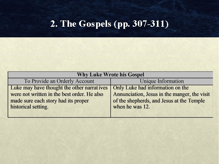 2. The Gospels (pp. 307 -311) 