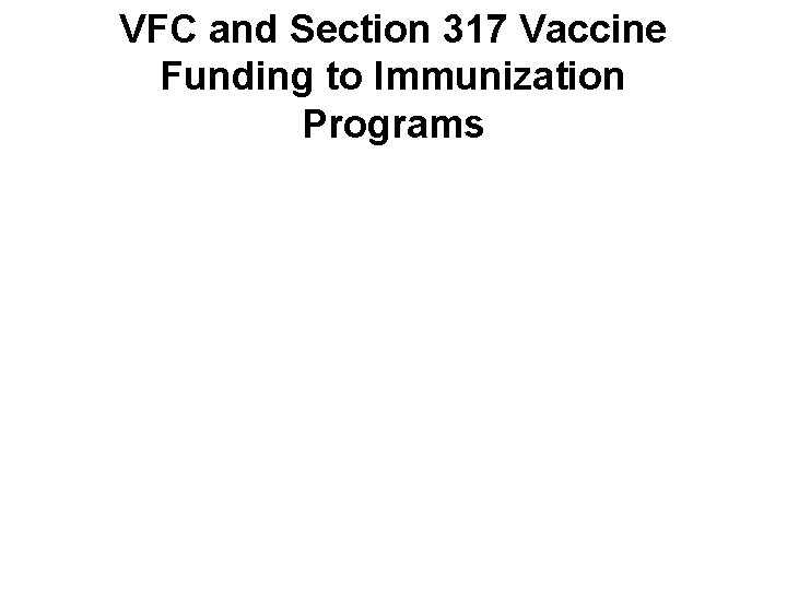 VFC and Section 317 Vaccine Funding to Immunization Programs 
