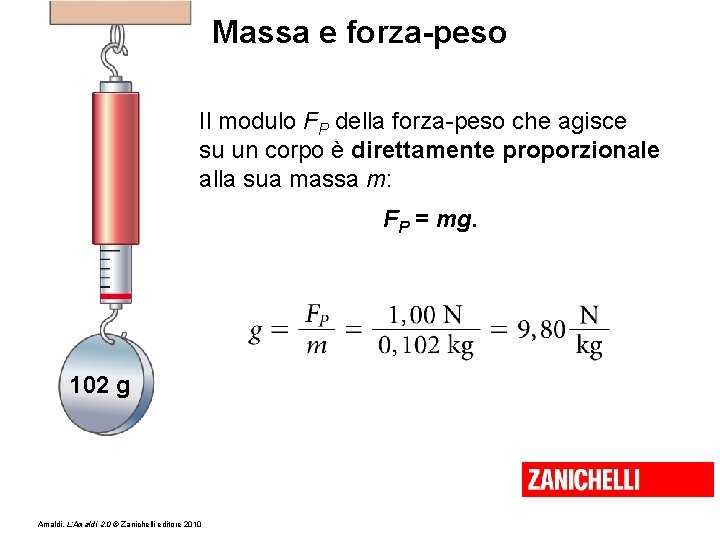 Massa e forza-peso Il modulo FP della forza-peso che agisce su un corpo è