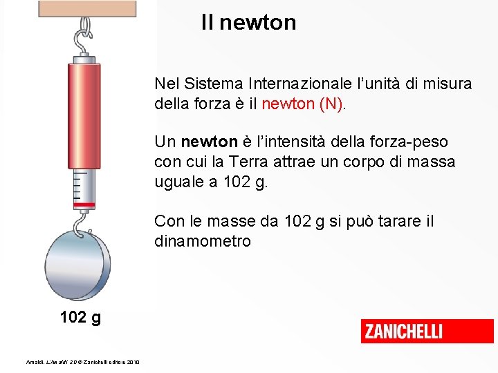 Il newton Nel Sistema Internazionale l’unità di misura della forza è il newton (N).