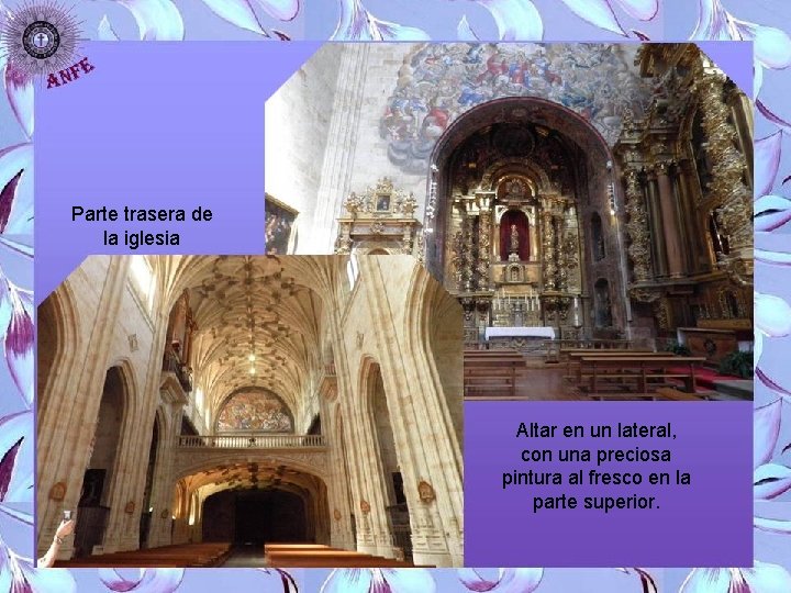 Parte trasera de la iglesia Altar en un lateral, con una preciosa pintura al