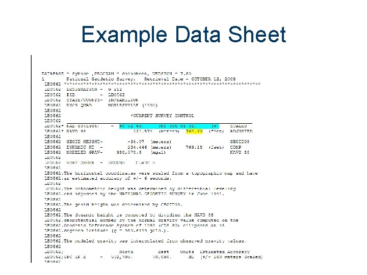 Example Data Sheet Example Data Sheet
