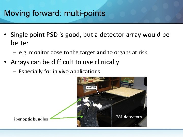 Moving forward: multi-points • Single point PSD is good, but a detector array would