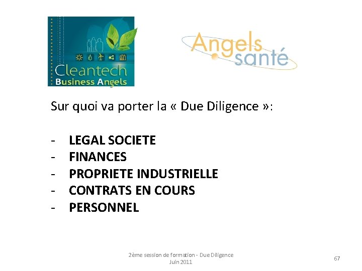 Sur quoi va porter la « Due Diligence » : - LEGAL SOCIETE FINANCES