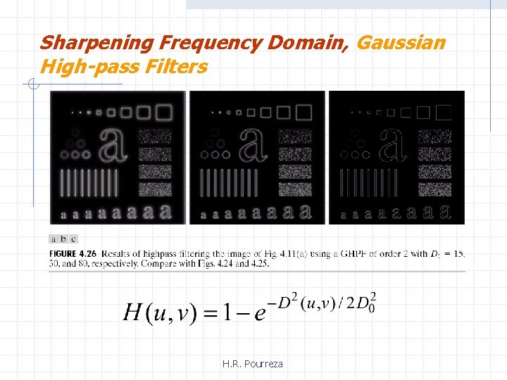 Sharpening Frequency Domain, Gaussian High-pass Filters H. R. Pourreza 