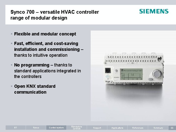 Synco 700 – versatile HVAC controller range of modular design § Flexible and modular