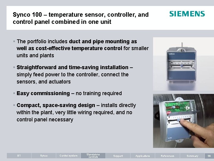 Synco 100 – temperature sensor, controller, and control panel combined in one unit §