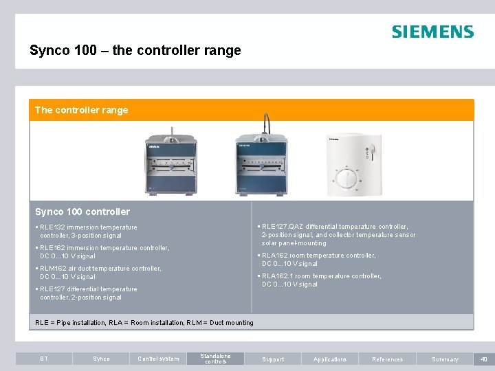 Synco 100 – the controller range The controller range Synco 100 controller § RLE