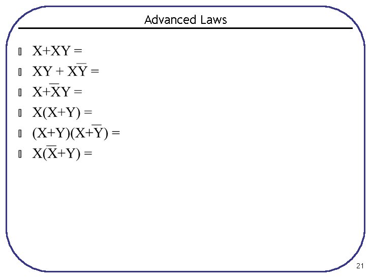 Advanced Laws 21 