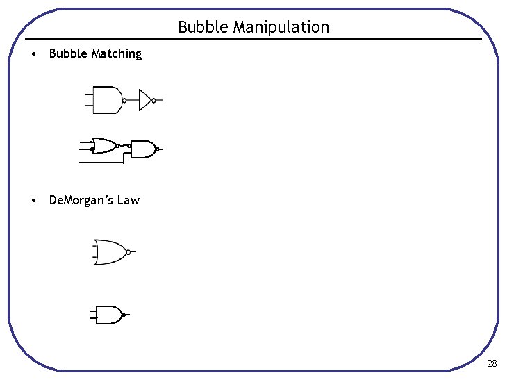 Bubble Manipulation • Bubble Matching • De. Morgan’s Law 28 