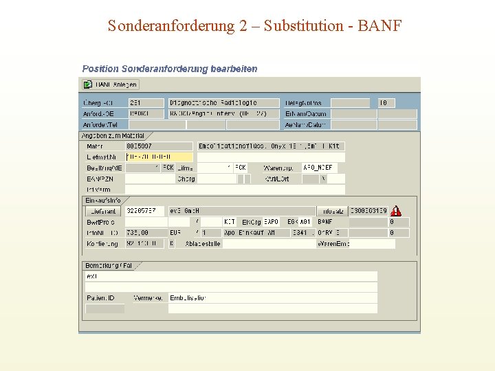 Sonderanforderung 2 – Substitution - BANF 