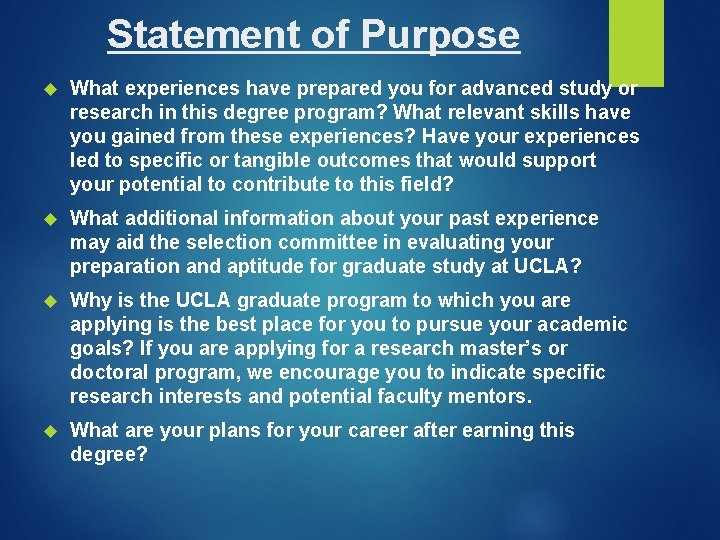 Statement of Purpose What experiences have prepared you for advanced study or research in