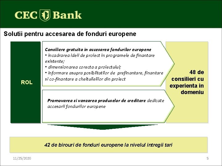 Solutii pentru accesarea de fonduri europene ROL Consiliere gratuita in accesarea fondurilor europene •