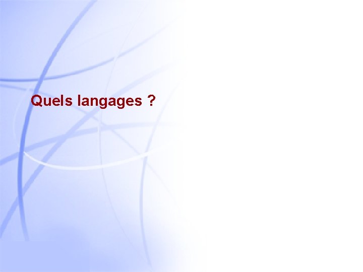 Quels langages ? 