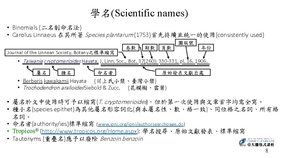 Botanical Nomenclature taxonomic groupstaxa botanical nomenclature ...