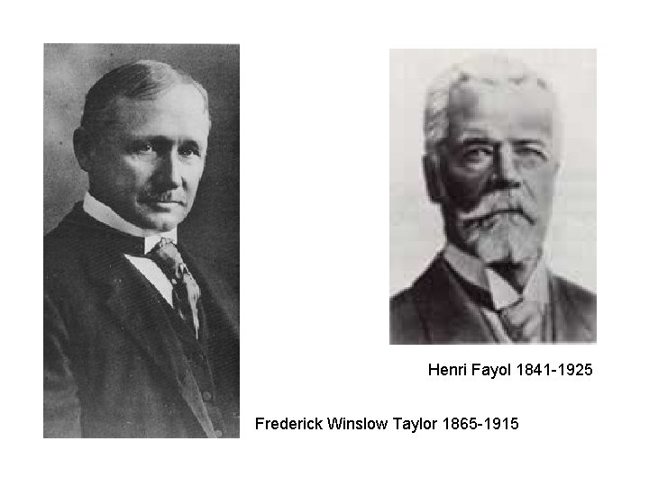 Henri Fayol 1841 -1925 Frederick Winslow Taylor 1865 -1915 