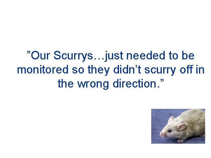 ”Our Scurrys…just needed to be monitored so they didn’t scurry off in the wrong