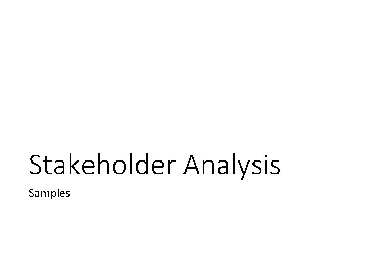 Stakeholder Analysis Samples 