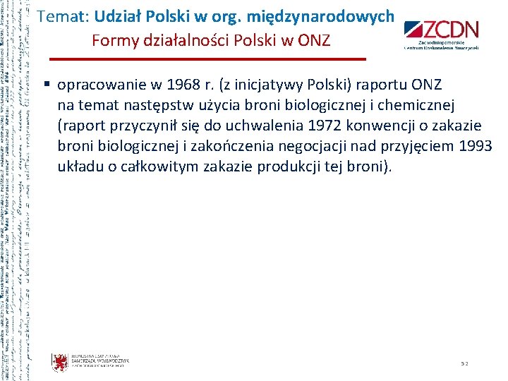 Temat: Udział Polski w org. międzynarodowych Formy działalności Polski w ONZ § opracowanie w