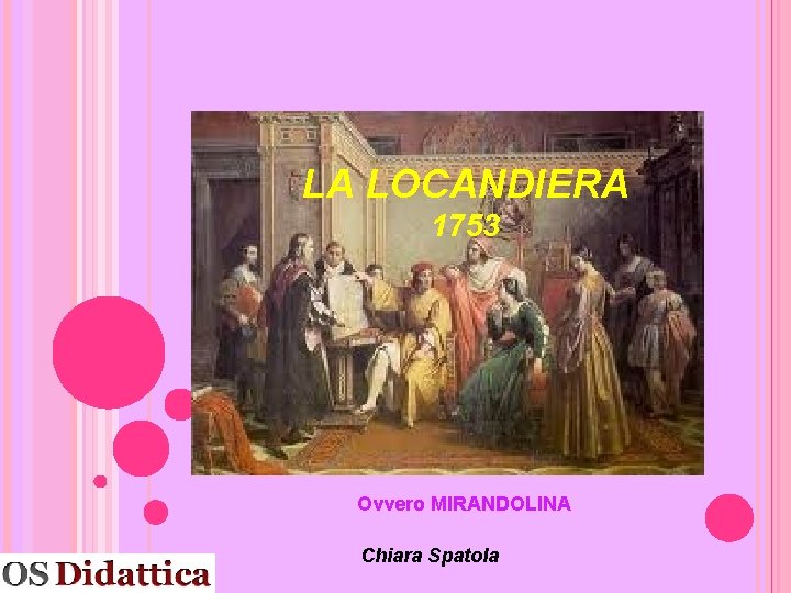 LA LOCANDIERA 1753 Ovvero MIRANDOLINA Chiara Spatola 