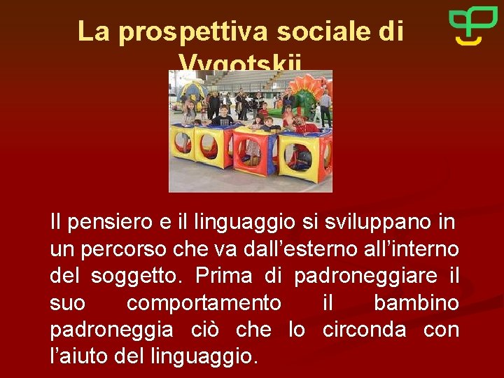 La prospettiva sociale di Vygotskij Il pensiero e il linguaggio si sviluppano in un
