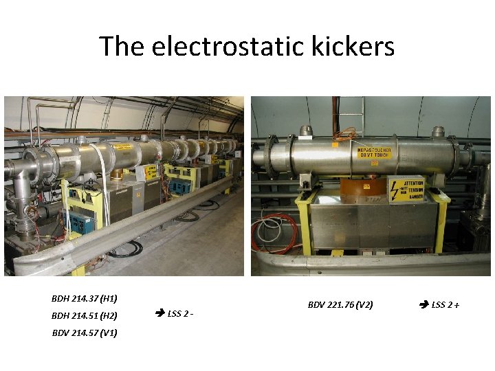 The electrostatic kickers BDH 214. 37 (H 1) BDH 214. 51 (H 2) BDV