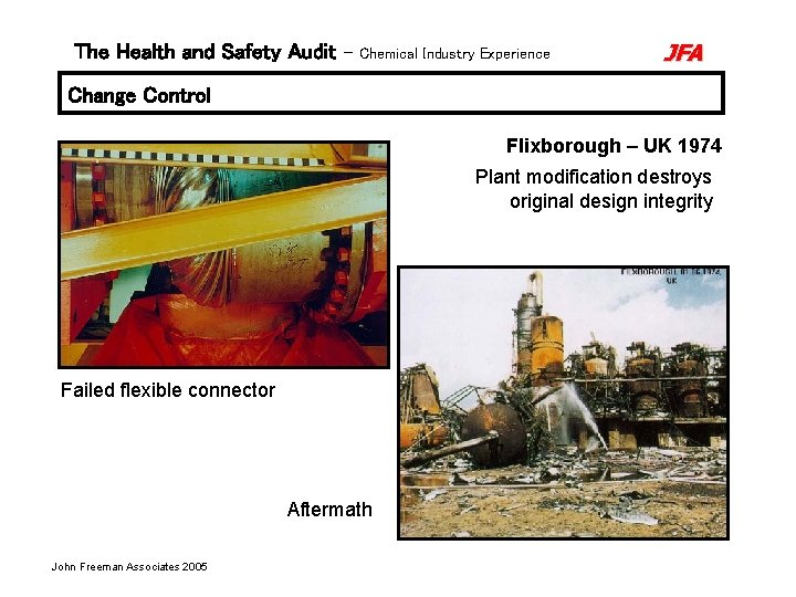 The Health and Safety Audit – Chemical Industry Experience JFA Change Control Flixborough – The Health and Safety Audit – Chemical Industry Experience JFA Change Control Flixborough –
