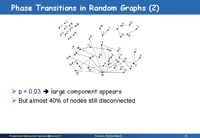 Phase Transitions in Random Graphs (2) Ø p = 0. 03 large component appears Phase Transitions in Random Graphs (2) Ø p = 0. 03 large component appears