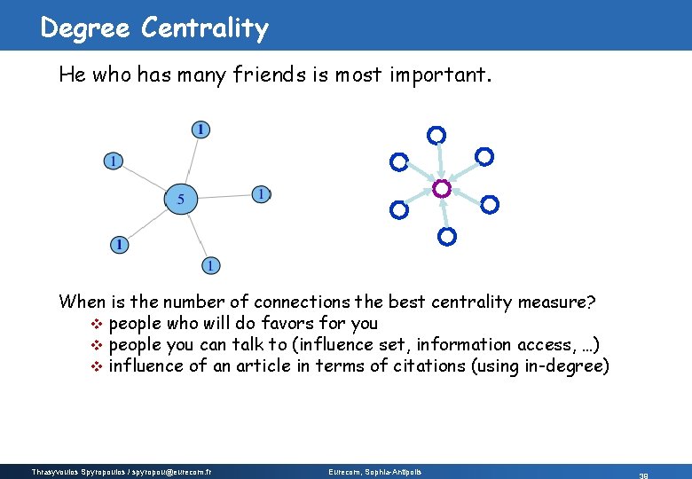 Degree Centrality He who has many friends is most important. When is the number Degree Centrality He who has many friends is most important. When is the number