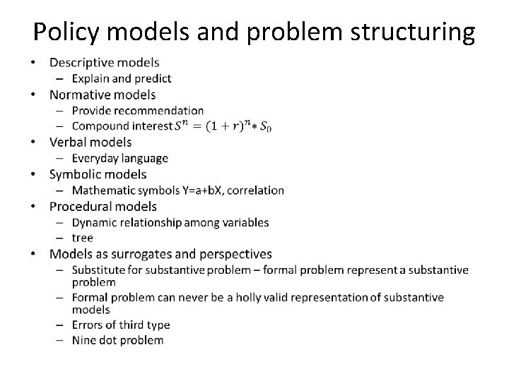 Policy models and problem structuring • 