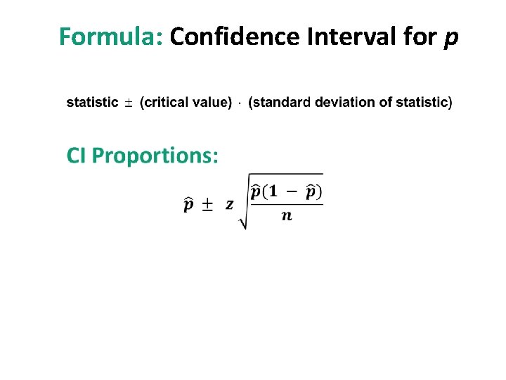 Formula: Confidence Interval for p 