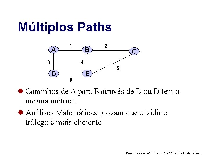 Múltiplos Paths A 1 3 B 2 C 4 D 6 E 5 l