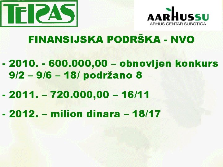 FINANSIJSKA PODRŠKA - NVO - 2010. - 600. 000, 00 – obnovljen konkurs 9/2