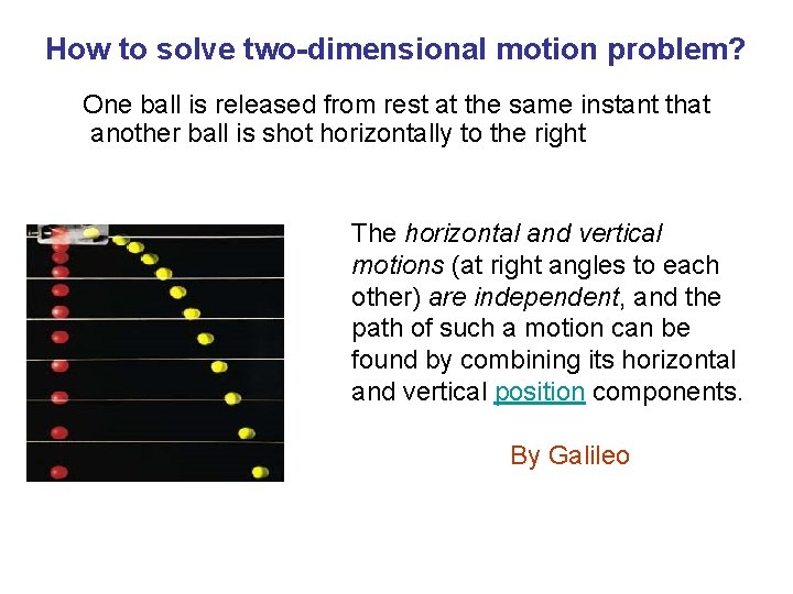 How to solve two-dimensional motion problem? One ball is released from rest at the