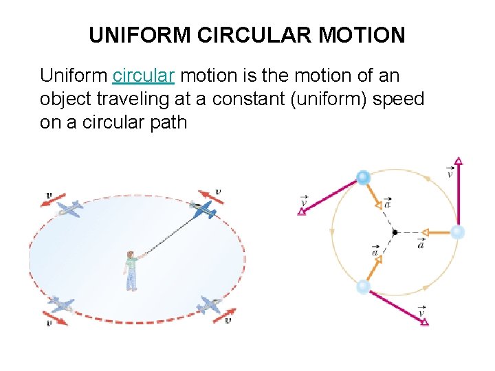 UNIFORM CIRCULAR MOTION Uniform circular motion is the motion of an object traveling at