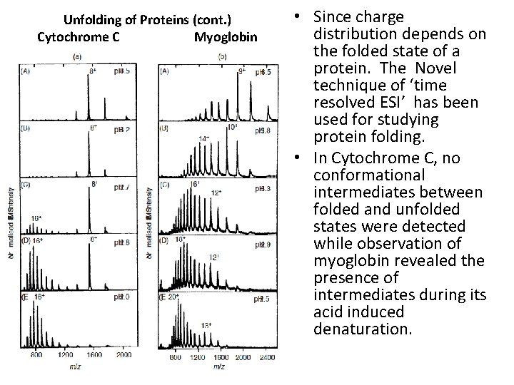 Unfolding of Proteins (cont. ) Cytochrome C Myoglobin • Since charge distribution depends on