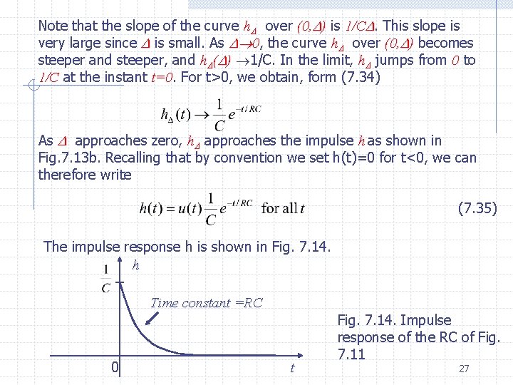 Note that the slope of the curve h over (0, ) is 1/C. This