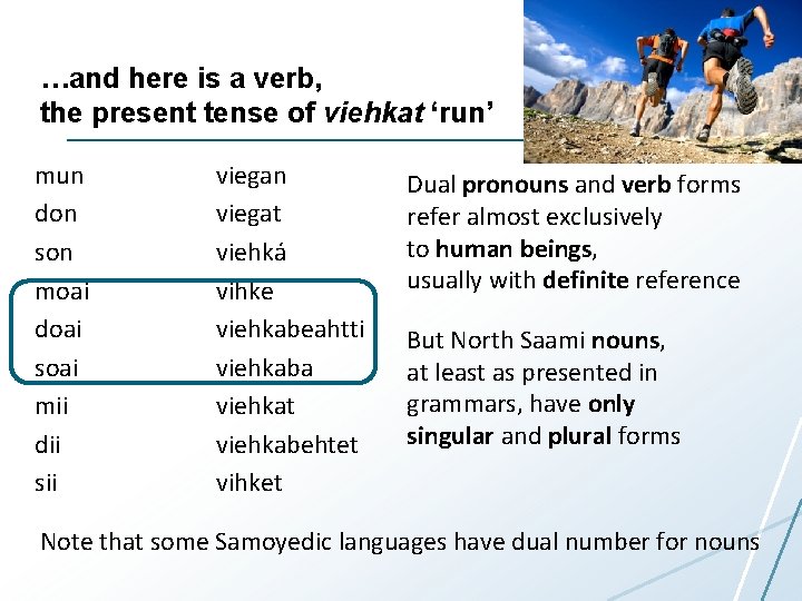 …and here is a verb, the present tense of viehkat ‘run’ mun don son