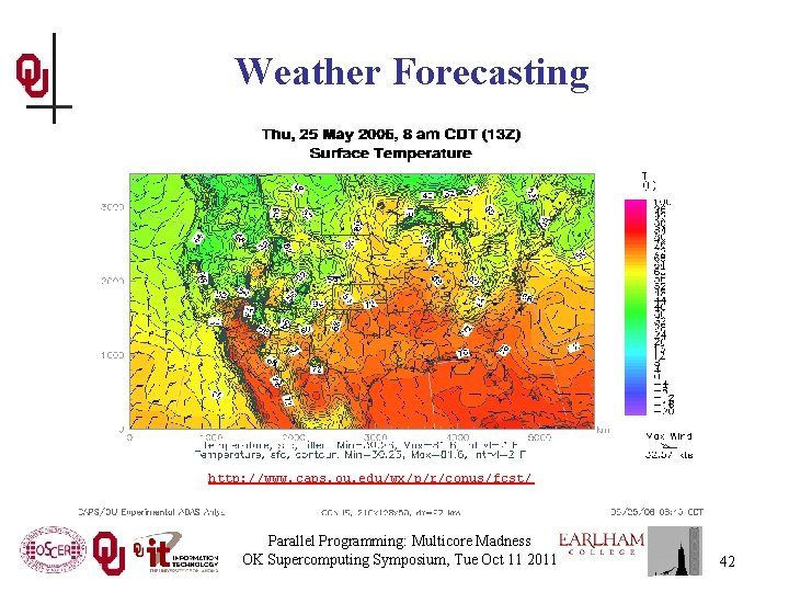 Weather Forecasting http: //www. caps. ou. edu/wx/p/r/conus/fcst/ Parallel Programming: Multicore Madness OK Supercomputing Symposium,