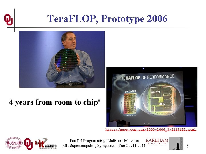 Tera. FLOP, Prototype 2006 4 years from room to chip! http: //news. com/2300 -1006_3