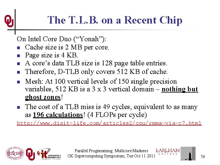 The T. L. B. on a Recent Chip On Intel Core Duo (“Yonah”): n