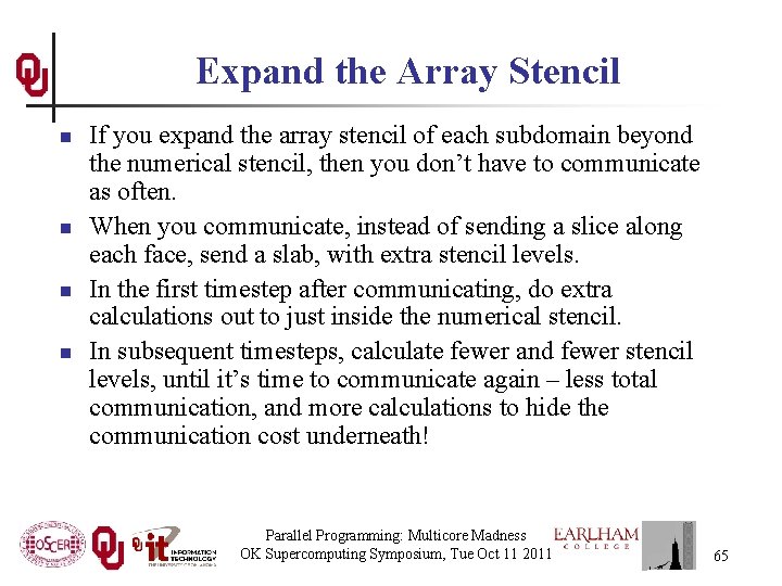 Expand the Array Stencil n n If you expand the array stencil of each