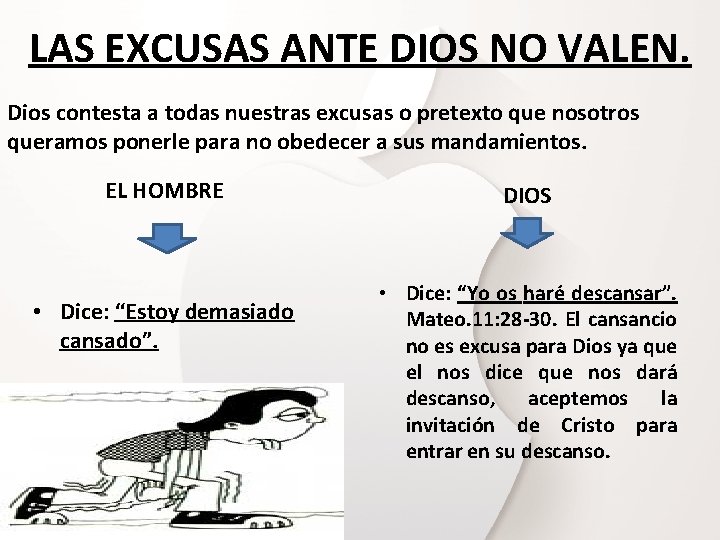 LAS EXCUSAS ANTE DIOS NO VALEN. Dios contesta a todas nuestras excusas o pretexto LAS EXCUSAS ANTE DIOS NO VALEN. Dios contesta a todas nuestras excusas o pretexto