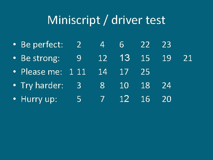 Miniscript / driver test • • • Be perfect: 2 Be strong: 9 Please Miniscript / driver test • • • Be perfect: 2 Be strong: 9 Please