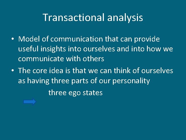 Transactional analysis • Model of communication that can provide useful insights into ourselves and Transactional analysis • Model of communication that can provide useful insights into ourselves and