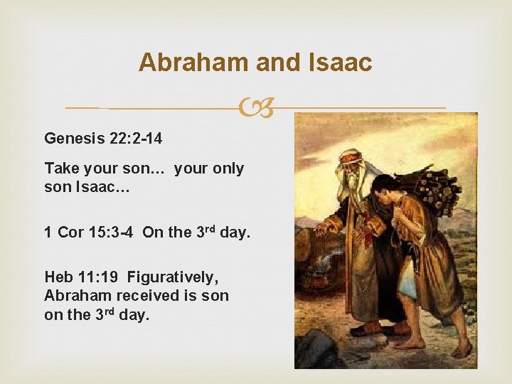 Abraham and Isaac Genesis 22: 2 -14 Take your son… your only son Isaac…