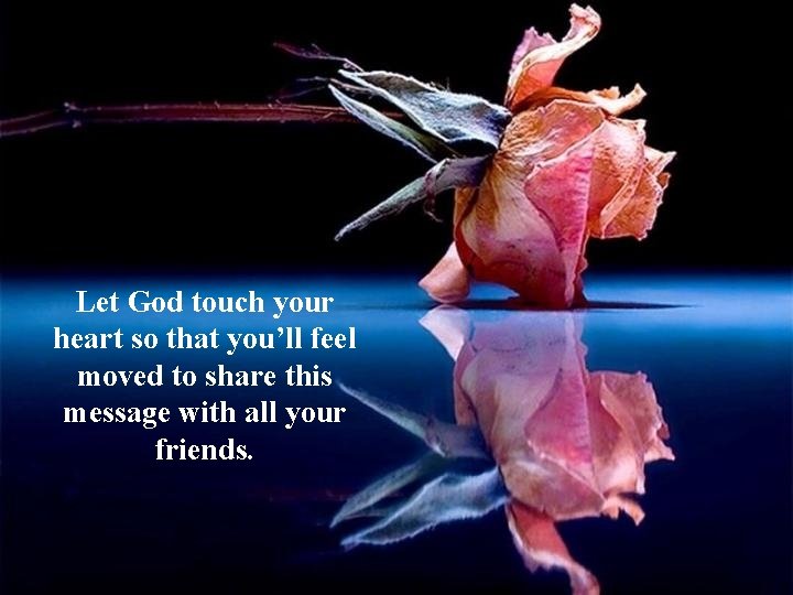 Let God touch your heart so that you’ll feel moved to share this message