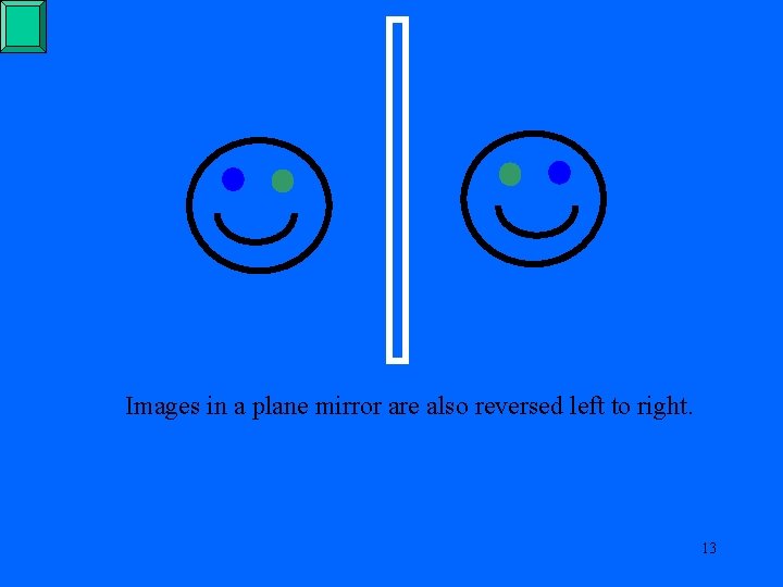 Images in a plane mirror are also reversed left to right. 13 